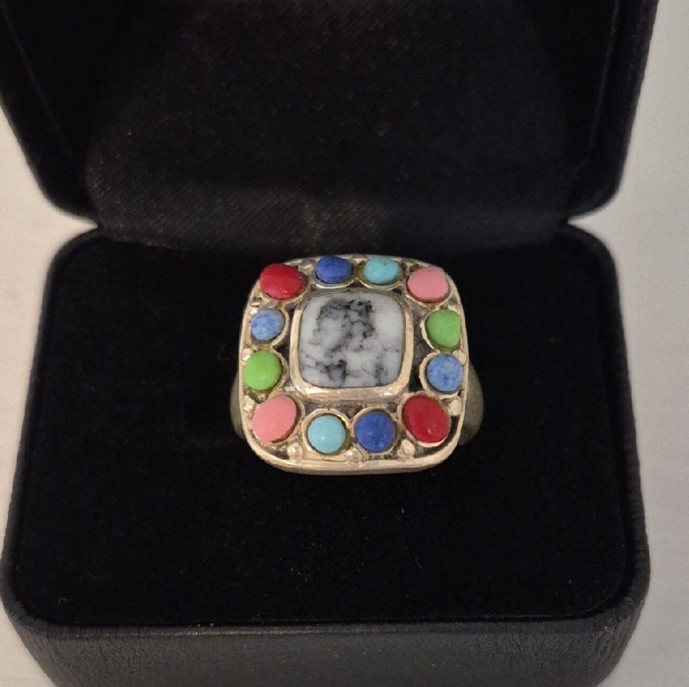 Sterling Silver Ring With Colorful Stones
